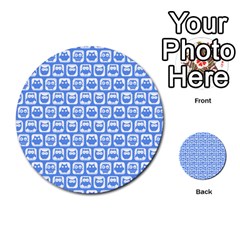 Blue And White Owl Pattern Multi-purpose Cards (round)  by GardenOfOphir