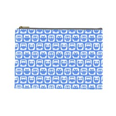 Blue And White Owl Pattern Cosmetic Bag (large)  by GardenOfOphir