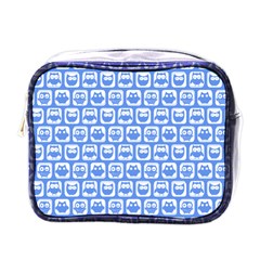 Blue And White Owl Pattern Mini Toiletries Bags by GardenOfOphir