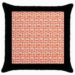 Coral And White Owl Pattern Throw Pillow Cases (black) by GardenOfOphir