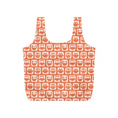 Coral And White Owl Pattern Full Print Recycle Bags (s)  by GardenOfOphir