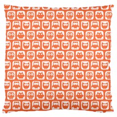 Coral And White Owl Pattern Large Flano Cushion Cases (one Side)  by GardenOfOphir