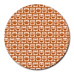 Orange And White Owl Pattern Round Mousepads Front