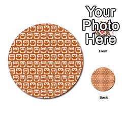 Orange And White Owl Pattern Multi-purpose Cards (round)  by GardenOfOphir