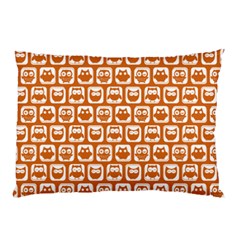 Orange And White Owl Pattern Pillow Cases by GardenOfOphir