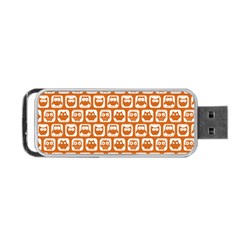 Orange And White Owl Pattern Portable Usb Flash (two Sides) by GardenOfOphir