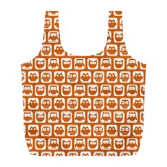 Orange And White Owl Pattern Full Print Recycle Bags (l)  by GardenOfOphir