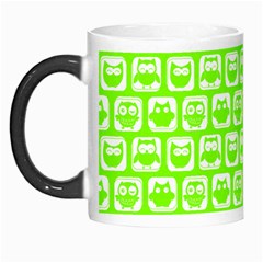 Lime Green And White Owl Pattern Morph Mugs by GardenOfOphir