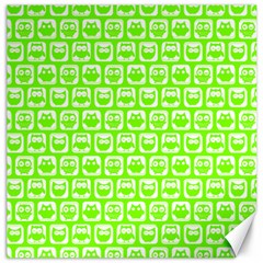 Lime Green And White Owl Pattern Canvas 16  X 16   by GardenOfOphir