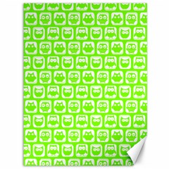 Lime Green And White Owl Pattern Canvas 36  X 48   by GardenOfOphir