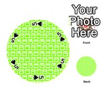 Lime Green And White Owl Pattern Playing Cards 54 (Round)  Front - Spade5