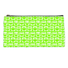 Lime Green And White Owl Pattern Pencil Cases by GardenOfOphir