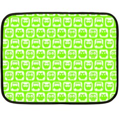 Lime Green And White Owl Pattern Double Sided Fleece Blanket (mini)  by GardenOfOphir