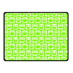 Lime Green And White Owl Pattern Fleece Blanket (small) by GardenOfOphir