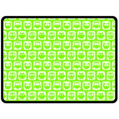 Lime Green And White Owl Pattern Double Sided Fleece Blanket (large)  by GardenOfOphir