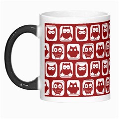 Red And White Owl Pattern Morph Mugs by GardenOfOphir