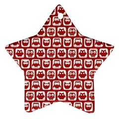 Red And White Owl Pattern Star Ornament (two Sides) 