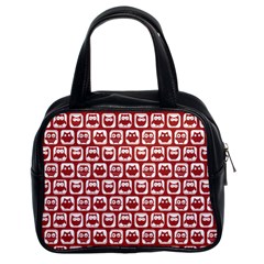 Red And White Owl Pattern Classic Handbags (2 Sides) by GardenOfOphir