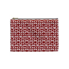 Red And White Owl Pattern Cosmetic Bag (medium)  by GardenOfOphir