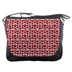 Red And White Owl Pattern Messenger Bags by GardenOfOphir