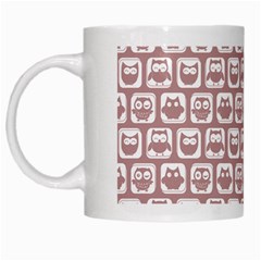 Light Pink And White Owl Pattern White Mugs by GardenOfOphir