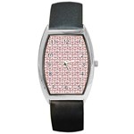 Light Pink And White Owl Pattern Barrel Metal Watches Front