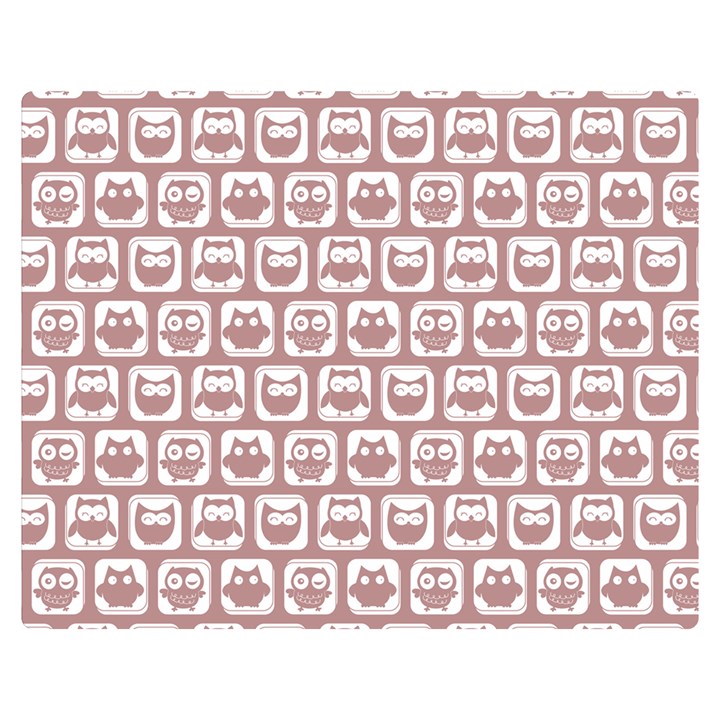 Light Pink And White Owl Pattern Double Sided Flano Blanket (Medium) 