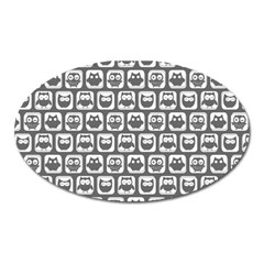 Gray And White Owl Pattern Oval Magnet by GardenOfOphir