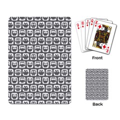 Gray And White Owl Pattern Playing Card by GardenOfOphir