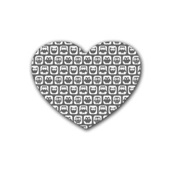 Gray And White Owl Pattern Rubber Coaster (heart)  by GardenOfOphir