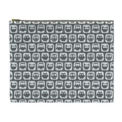 Gray And White Owl Pattern Cosmetic Bag (xl) by GardenOfOphir