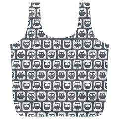 Gray And White Owl Pattern Full Print Recycle Bags (l)  by GardenOfOphir