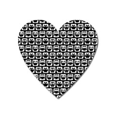 Black And White Owl Pattern Heart Magnet by GardenOfOphir