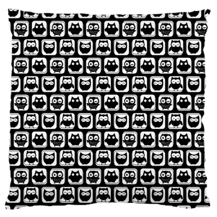 Black And White Owl Pattern Large Flano Cushion Cases (Two Sides) 
