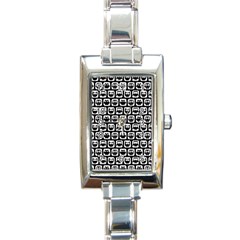 Black And White Owl Pattern Rectangle Italian Charm Watches by GardenOfOphir