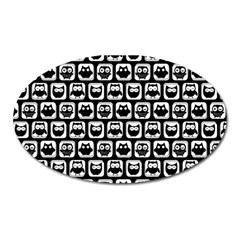Black And White Owl Pattern Oval Magnet by GardenOfOphir