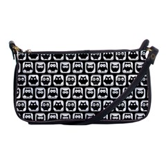 Black And White Owl Pattern Shoulder Clutch Bags by GardenOfOphir