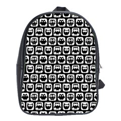 Black And White Owl Pattern School Bags (xl)  by GardenOfOphir