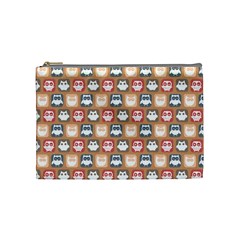 Colorful Whimsical Owl Pattern Cosmetic Bag (medium)  by GardenOfOphir