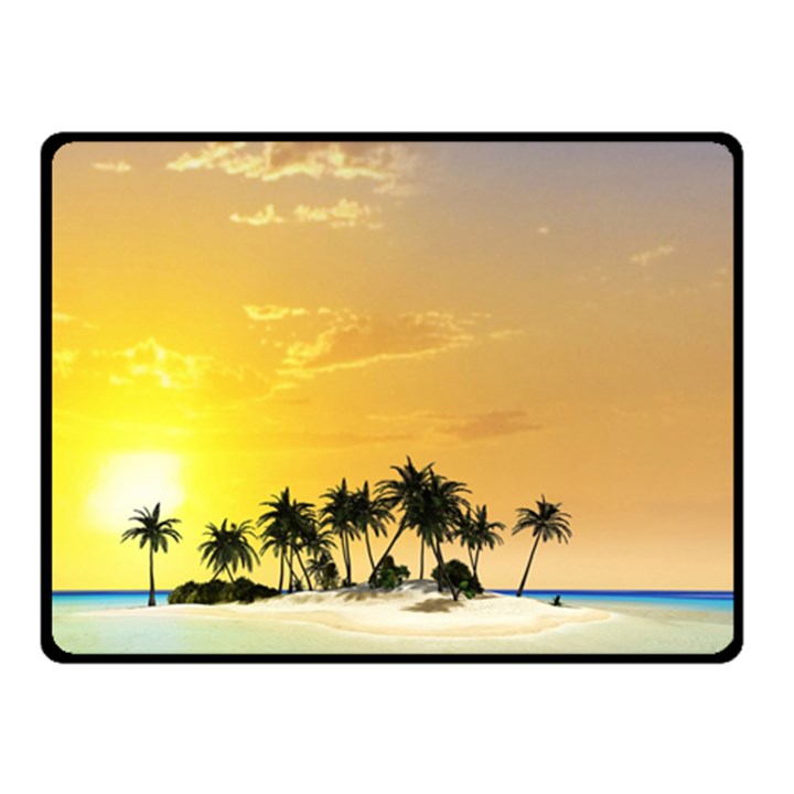 Beautiful Island In The Sunset Double Sided Fleece Blanket (Small) 