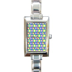 Colorful Whimsical Owl Pattern Rectangle Italian Charm Watches by GardenOfOphir