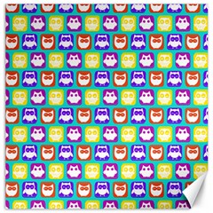 Colorful Whimsical Owl Pattern Canvas 12  X 12   by GardenOfOphir