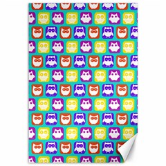 Colorful Whimsical Owl Pattern Canvas 12  X 18   by GardenOfOphir