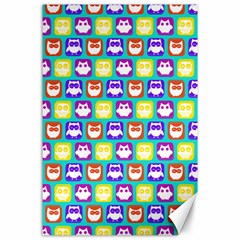 Colorful Whimsical Owl Pattern Canvas 24  X 36  by GardenOfOphir