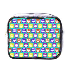 Colorful Whimsical Owl Pattern Mini Toiletries Bags by GardenOfOphir