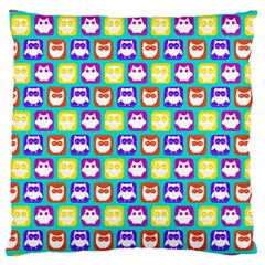 Colorful Whimsical Owl Pattern Large Cushion Cases (one Side)  by GardenOfOphir