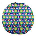 Colorful Whimsical Owl Pattern Large 18  Premium Flano Round Cushions Front