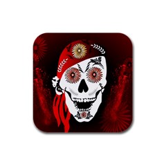 Funny Happy Skull Rubber Square Coaster (4 Pack)  by FantasyWorld7