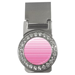 Pink Gradient Chevron Money Clips (CZ) 