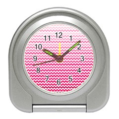 Pink Gradient Chevron Travel Alarm Clocks